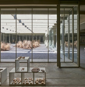 The Guest House's operable glass doors can be opened or closed depending on privacy needs and the desire to access the courtyard. |  Aga Khan Trust for Culture / Cemal Emden (photographer)